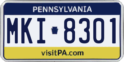 PA license plate MKI8301
