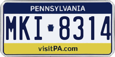 PA license plate MKI8314