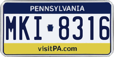 PA license plate MKI8316