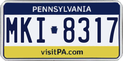 PA license plate MKI8317