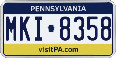 PA license plate MKI8358