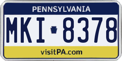 PA license plate MKI8378