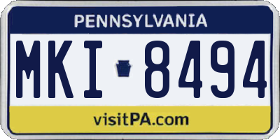PA license plate MKI8494