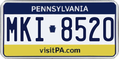 PA license plate MKI8520