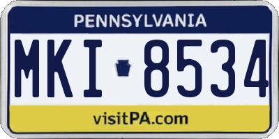 PA license plate MKI8534