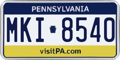 PA license plate MKI8540