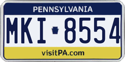 PA license plate MKI8554