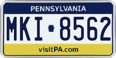 PA license plate MKI8562