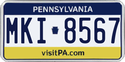PA license plate MKI8567