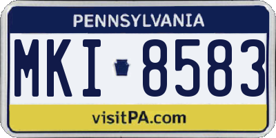 PA license plate MKI8583