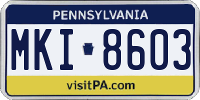 PA license plate MKI8603
