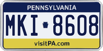 PA license plate MKI8608