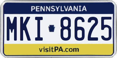 PA license plate MKI8625