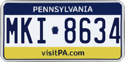 PA license plate MKI8634