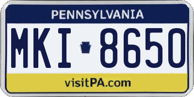 PA license plate MKI8650