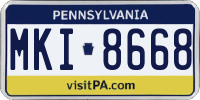 PA license plate MKI8668