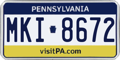 PA license plate MKI8672