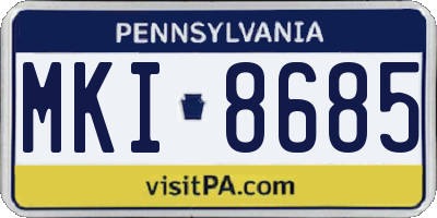 PA license plate MKI8685
