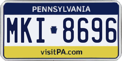 PA license plate MKI8696