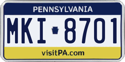 PA license plate MKI8701