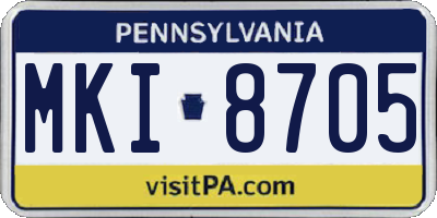 PA license plate MKI8705