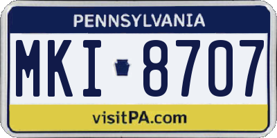 PA license plate MKI8707