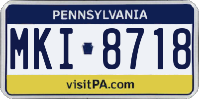 PA license plate MKI8718