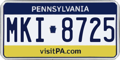 PA license plate MKI8725
