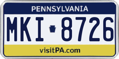 PA license plate MKI8726