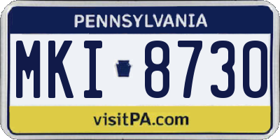 PA license plate MKI8730