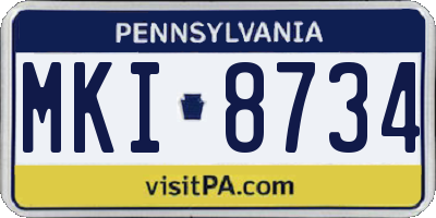 PA license plate MKI8734