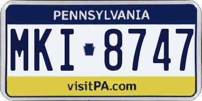 PA license plate MKI8747