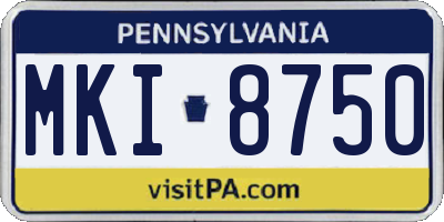 PA license plate MKI8750