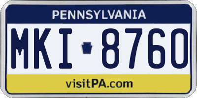 PA license plate MKI8760