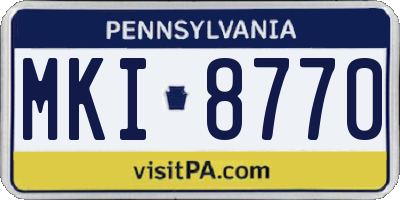 PA license plate MKI8770