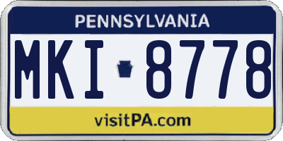 PA license plate MKI8778