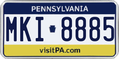 PA license plate MKI8885