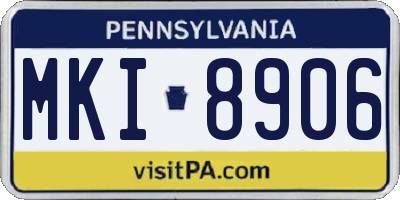 PA license plate MKI8906