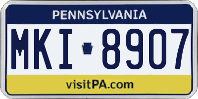 PA license plate MKI8907