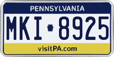 PA license plate MKI8925