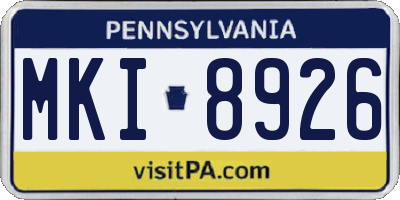PA license plate MKI8926