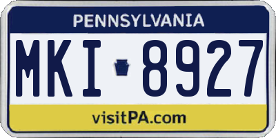 PA license plate MKI8927