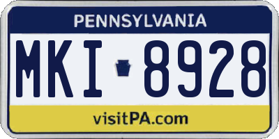 PA license plate MKI8928