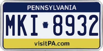PA license plate MKI8932