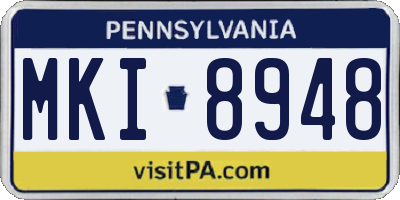 PA license plate MKI8948