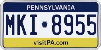 PA license plate MKI8955