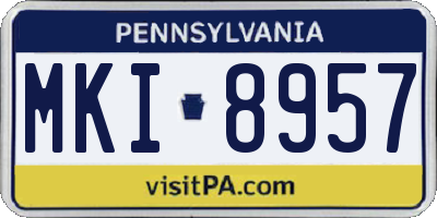 PA license plate MKI8957
