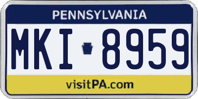 PA license plate MKI8959