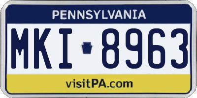 PA license plate MKI8963