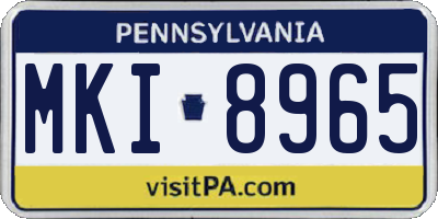 PA license plate MKI8965